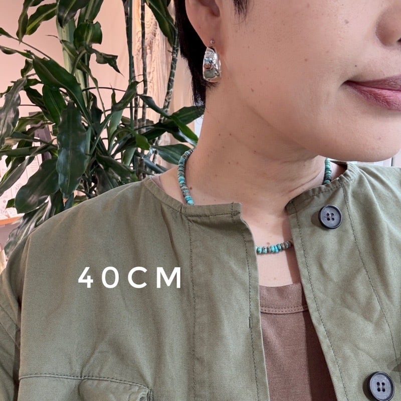 残りわずか】Lagoon Original グリーンターコイズ 0.5cm ネックレス 40