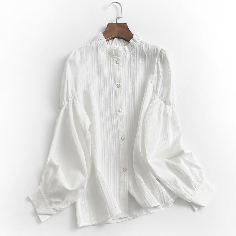 Stand Collar Balloon Sleeve Blouse TO0958