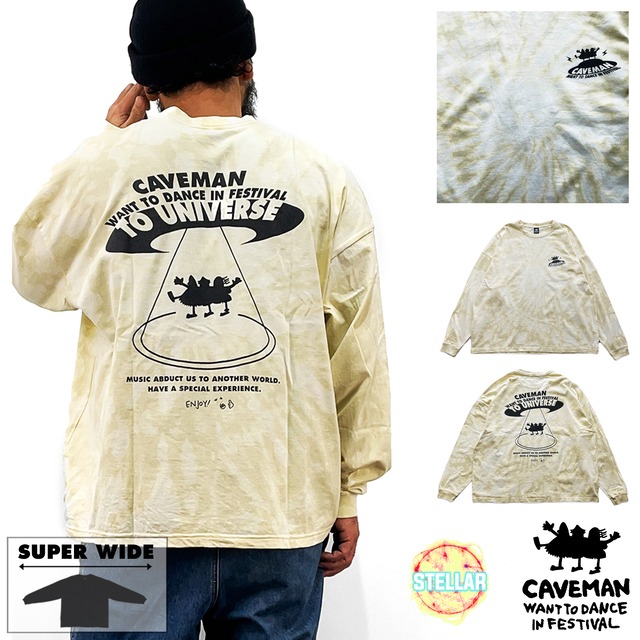 【CAVEMAN】「Stellar」  L/S T-shirt  (SUPER WIDE) 【caveman want to dance in festival】5509-caveman-abduction