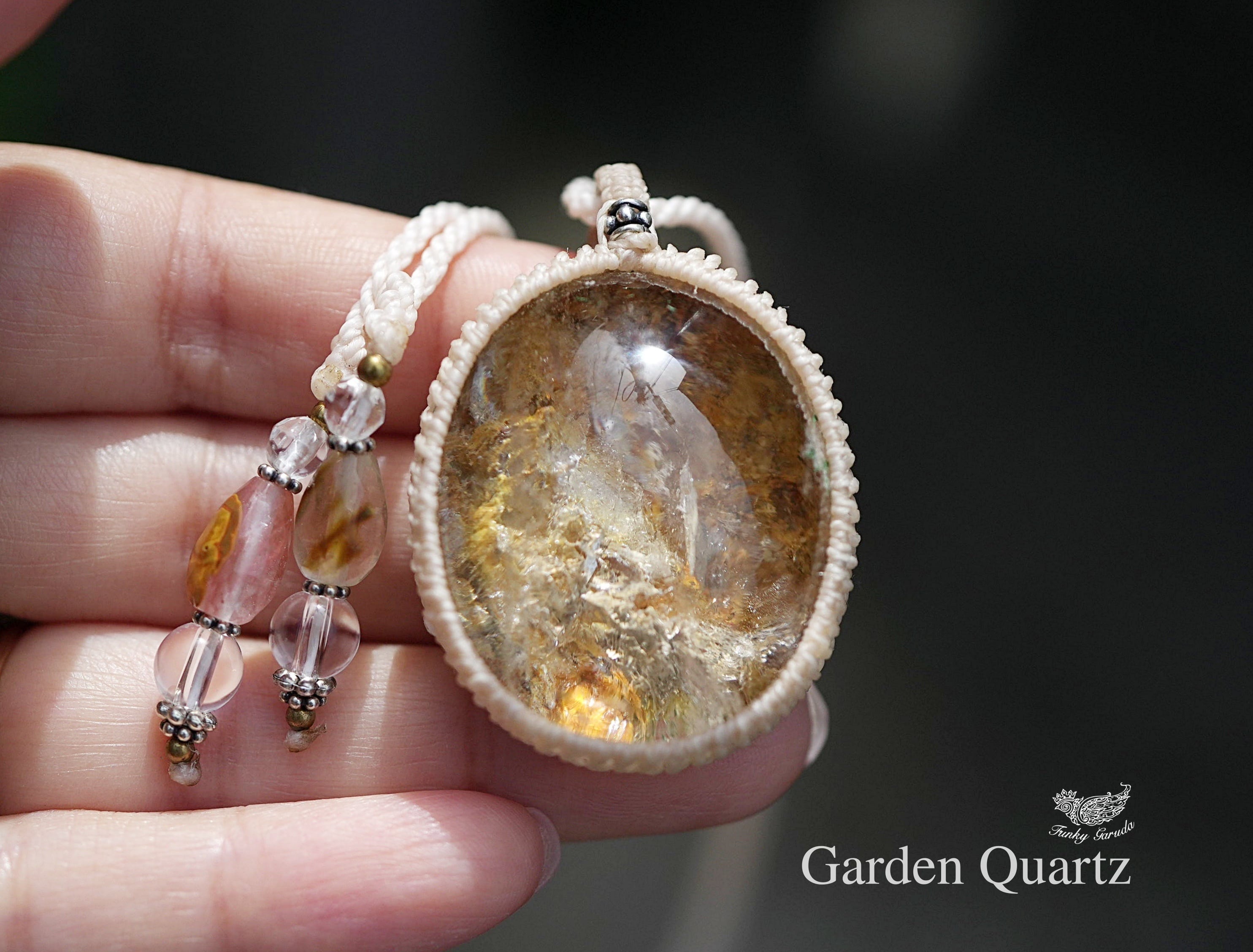 びっしりな山々★クォーツインクォーツマクラメネックレス 1649