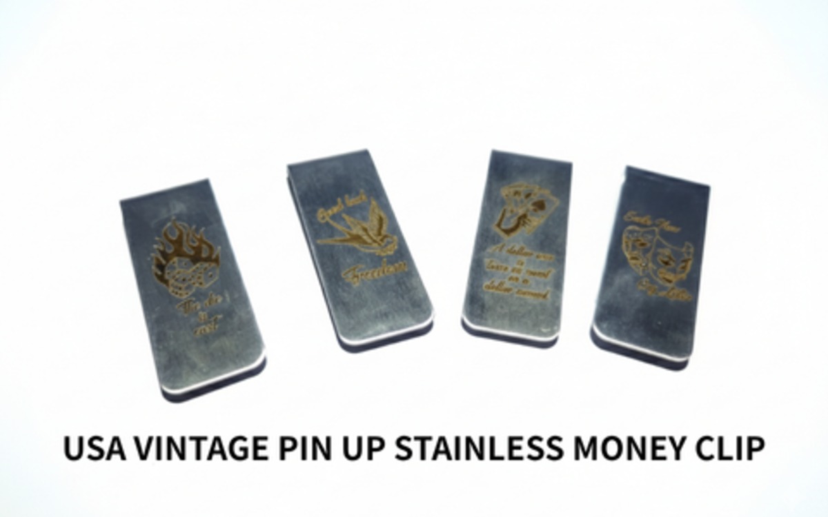 新品】マネークリップ USA VINTAGE PIN UP STAINLESS MONEY CLIP 