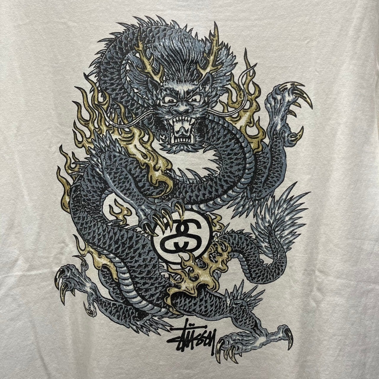 90s USA製 STUSSY ステューシー Tシャツ 半袖 ドラゴン 紺タグ バック