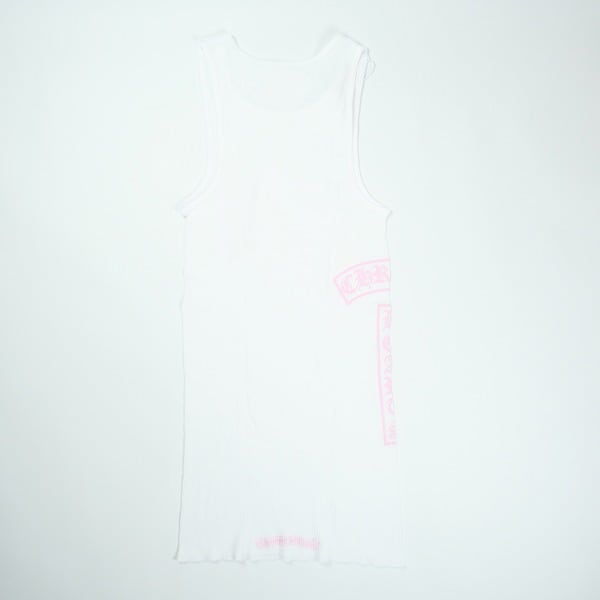 Size【S】 CHROME HEARTS クロム・ハーツ T BAR RIB TANK WHITE/PINK