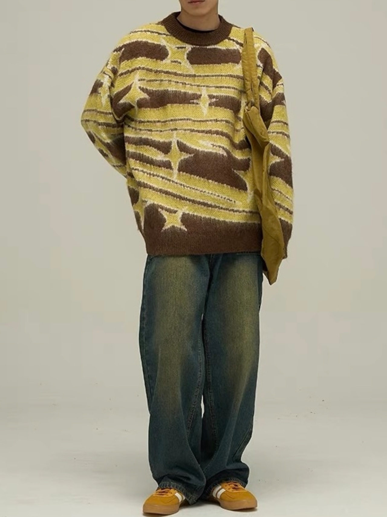 【PLANET STUDIO】star border mohair oversize knit