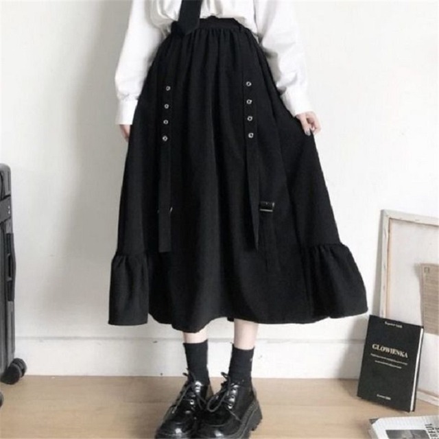 ゴスロリ系 春服 ブラウス スカート オールインワン ツーピース ハイウエスト Jkスタイル ゴシック 病み可愛い 黒ゴス 原宿系 オルチャン 10代 代 モード系ファッション専門店 With U