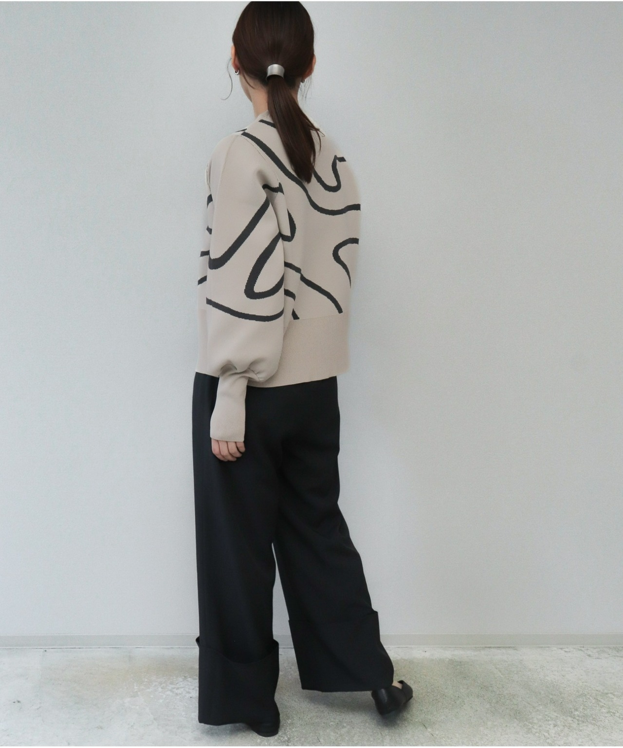 OI43086 ミラノリブラインジャガードプルオーバー greige