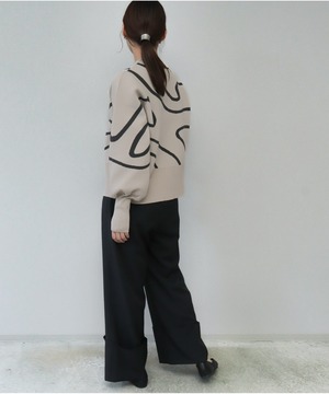 OI43086 ミラノリブラインジャガードプルオーバー greige