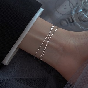 Triple silver chain bracelet＊M-235