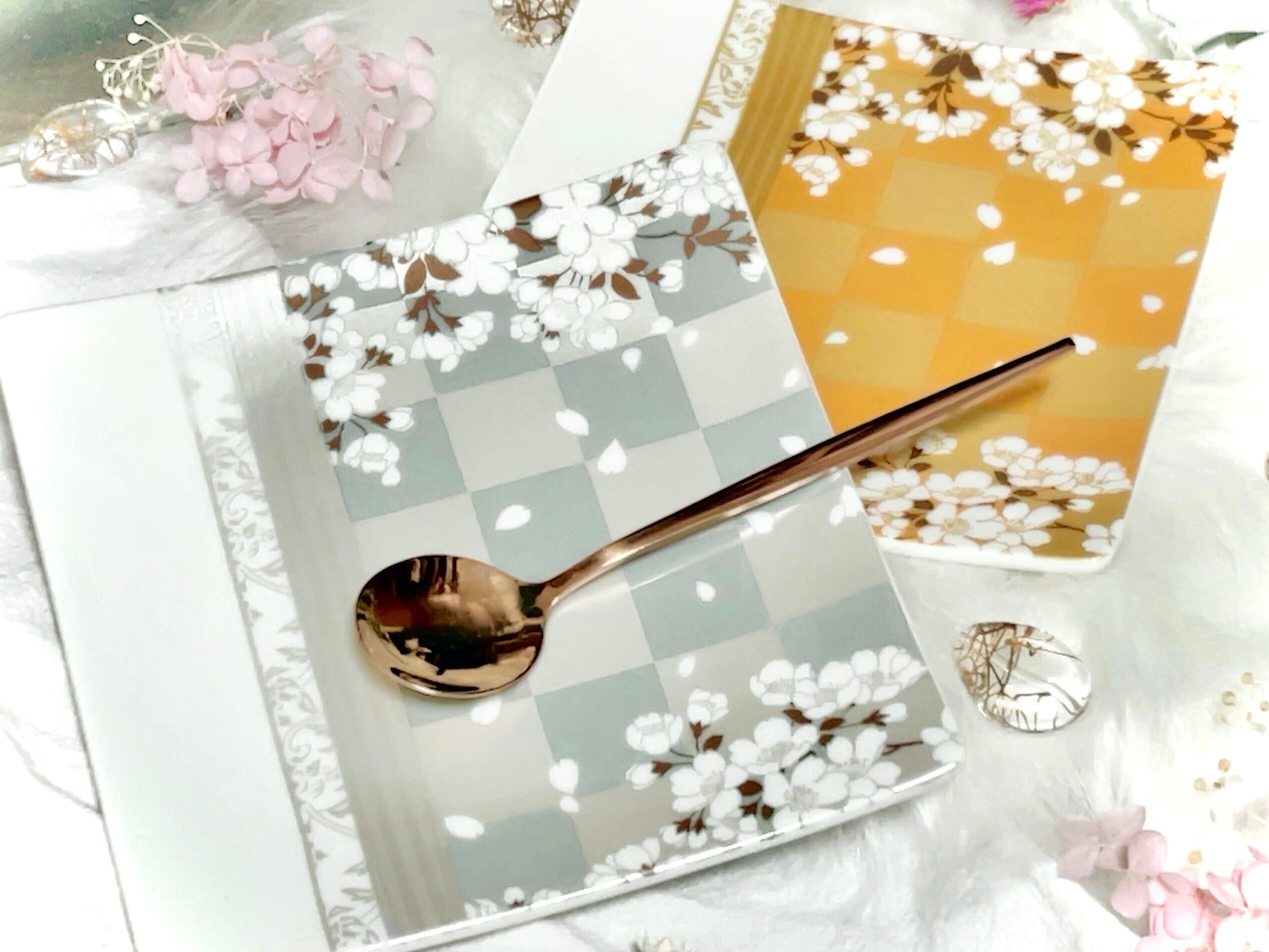 セット割引】「櫻の宴 」・金箔風 ＆銀箔風 転写紙(A4) ポーセリン