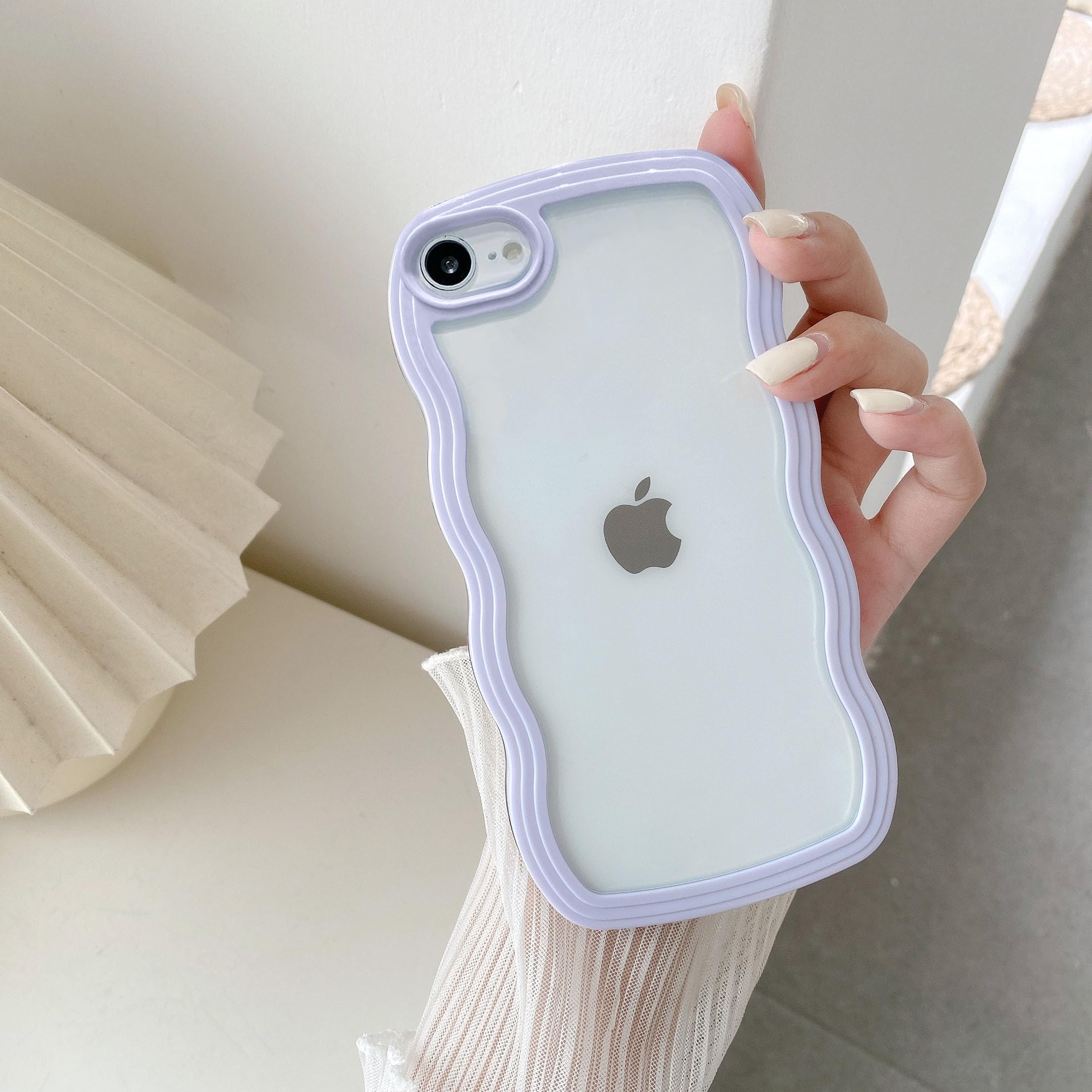 QLTYPRI iPhone SE3 用 ケース 第3世代 第2世代 iPhone 8/7 用 ケース クリア TPUカバー おしゃれ 韓国 可愛い 透明 薄型 軽量 耐衝撃 スマホケース ワイヤレス充電対応 ストラップホール付き アイフォン SE3 SE2 7 8 用カバー 4.7インチ 対応 - パープル