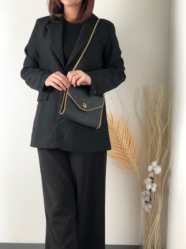 Christian Dior クリスチャン ディオール ハニカム チェーン ショルダーバッグ ブラック×ブラウン vintage ヴィンテージ オールド 4pzrfg