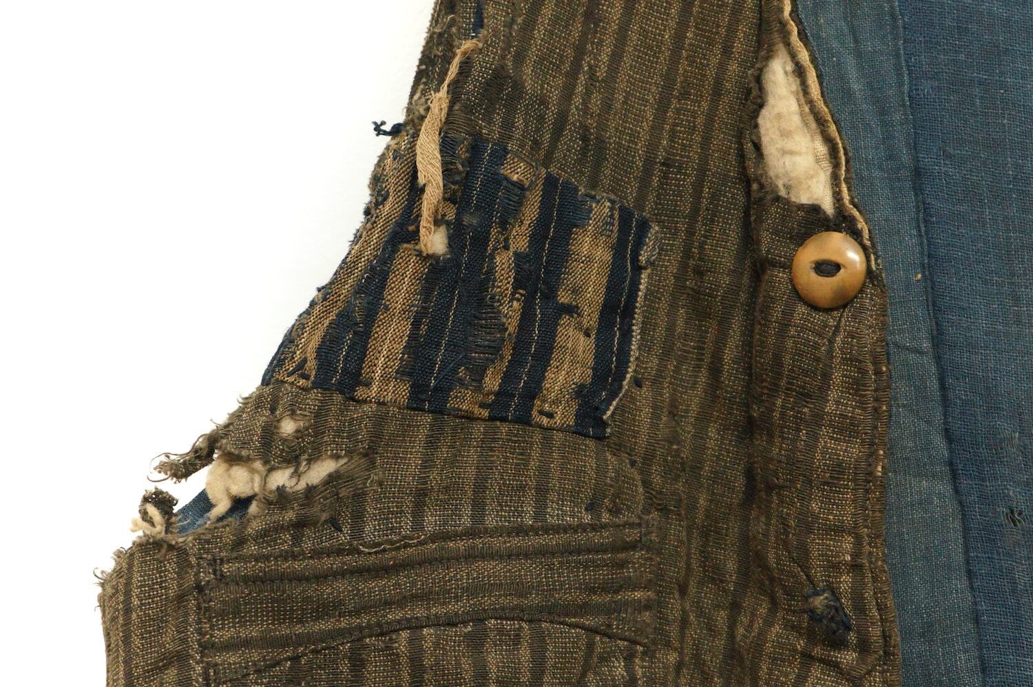 1609 襤褸 ボロ 綿入れ ベスト 袖無し 藍染 木綿 古布 昭和レトロ