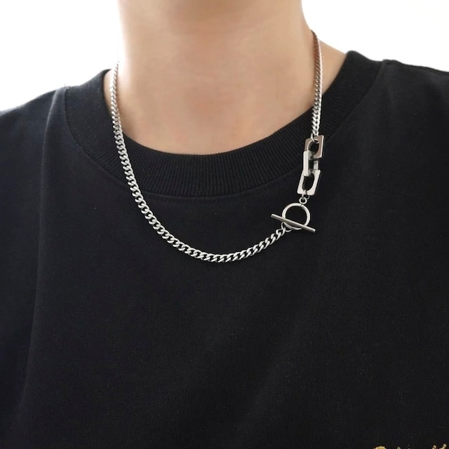 アシンメトリーチェーンネックレス【OMA2504】