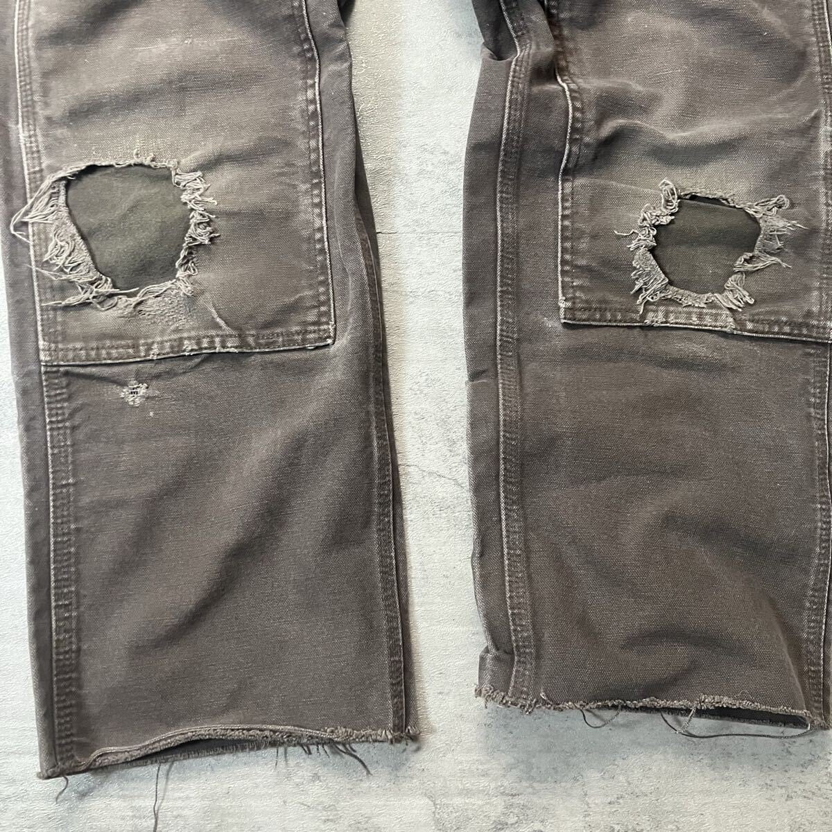 90s Carhartt ダブルニー ワークパンツブラウンダック フェード