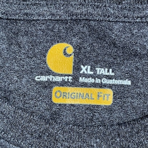 【Carhartt】XL ビッグサイズ Tシャツ T-SHIRT ポケットTシャツ ポケT 半袖 ワンポイント カーハート ダークグレー ゆるだぼ US古着