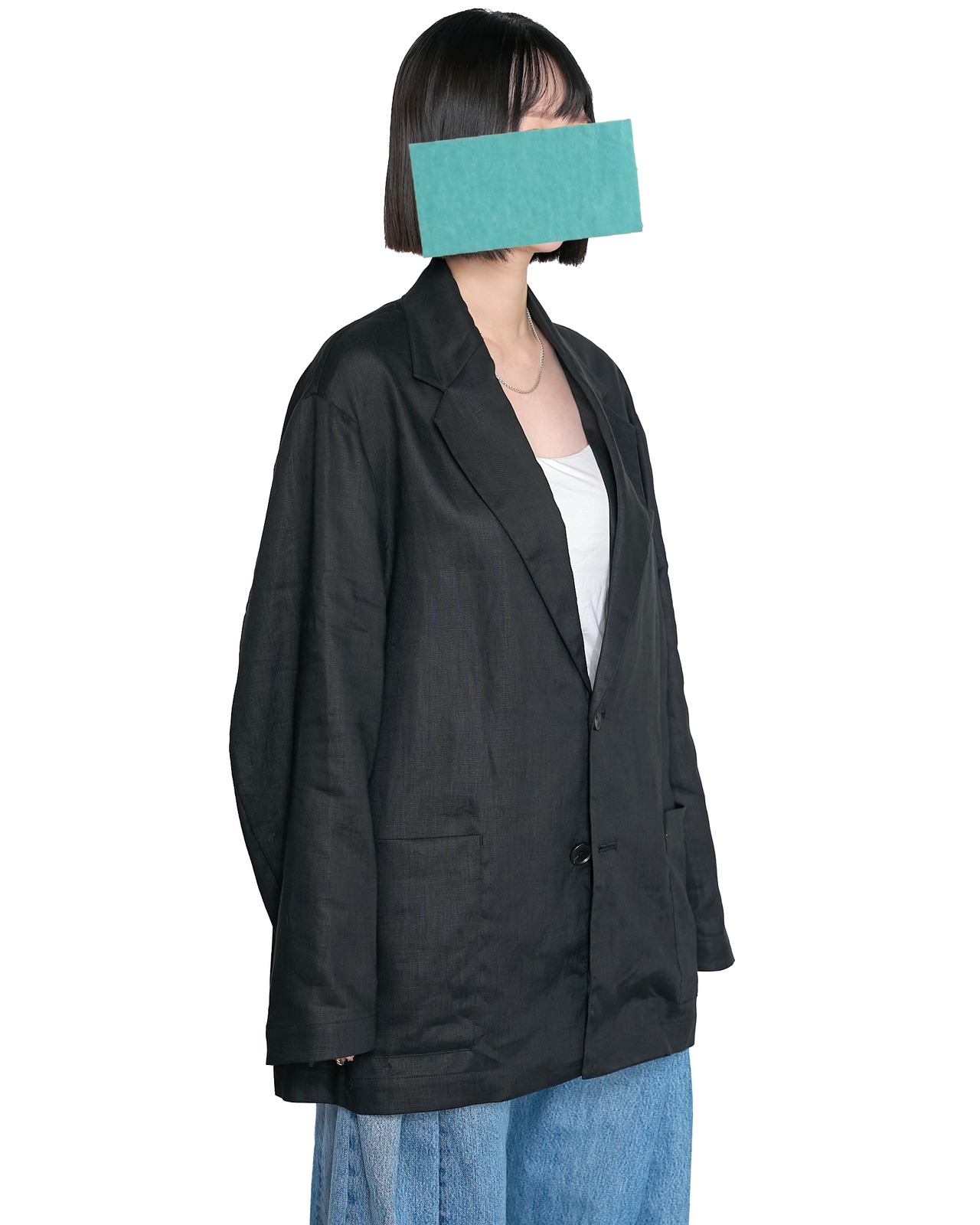 ssstein "LIGHT LINEN EASY SINGLE BREASTED JACKET〔BLACK〕"
