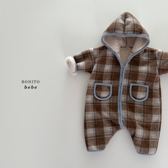 〚予約〛Checked dumbled hood suit <baby>
