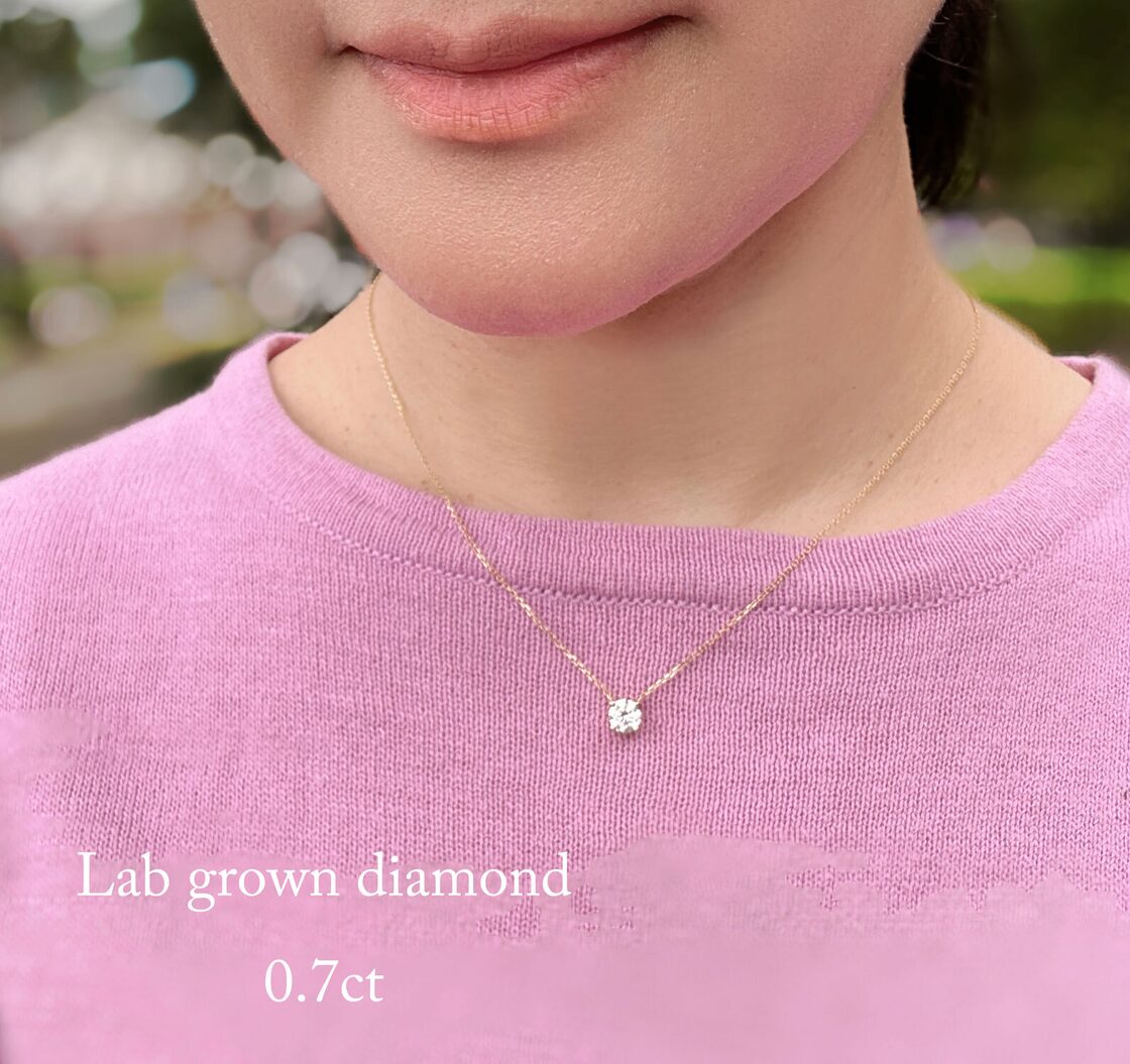 ラボグロウンダイヤモンド 1粒 ソリテール ネックレス 0.5ct/0.7ct/1ct 