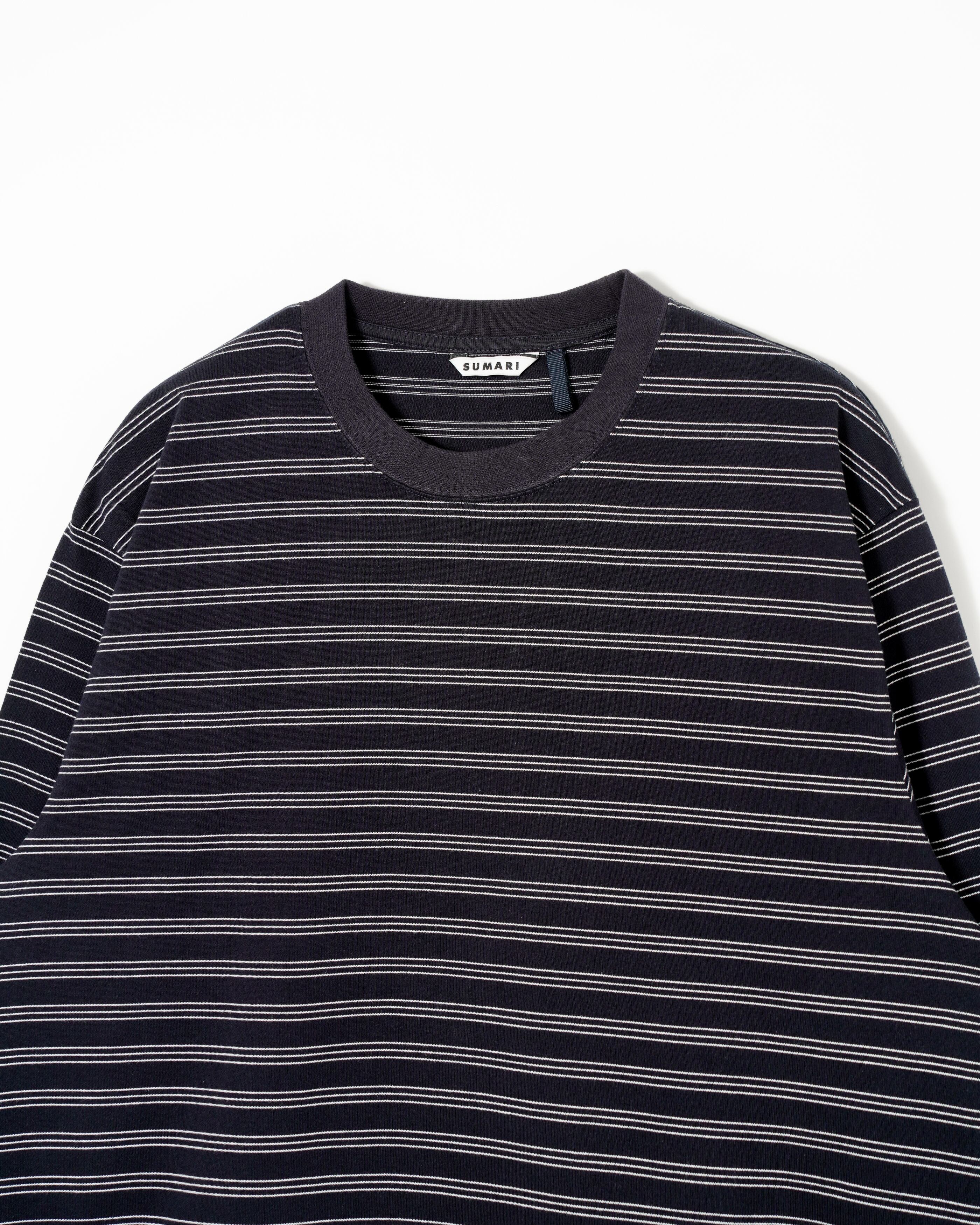 HEMCODE BORDER LONG SLEEVE T (NAVY) | SUMARI