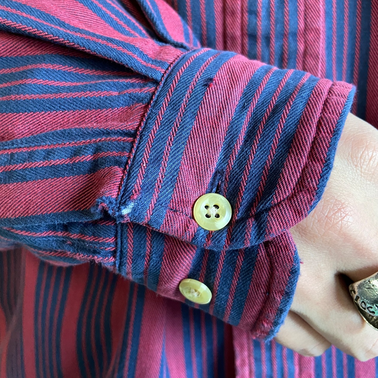 90年代 TOMMY HILFIGER トミーヒルフィガー ストライプ 長袖 ボタン 