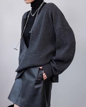 Deep v neck loose knit Sweater T20163