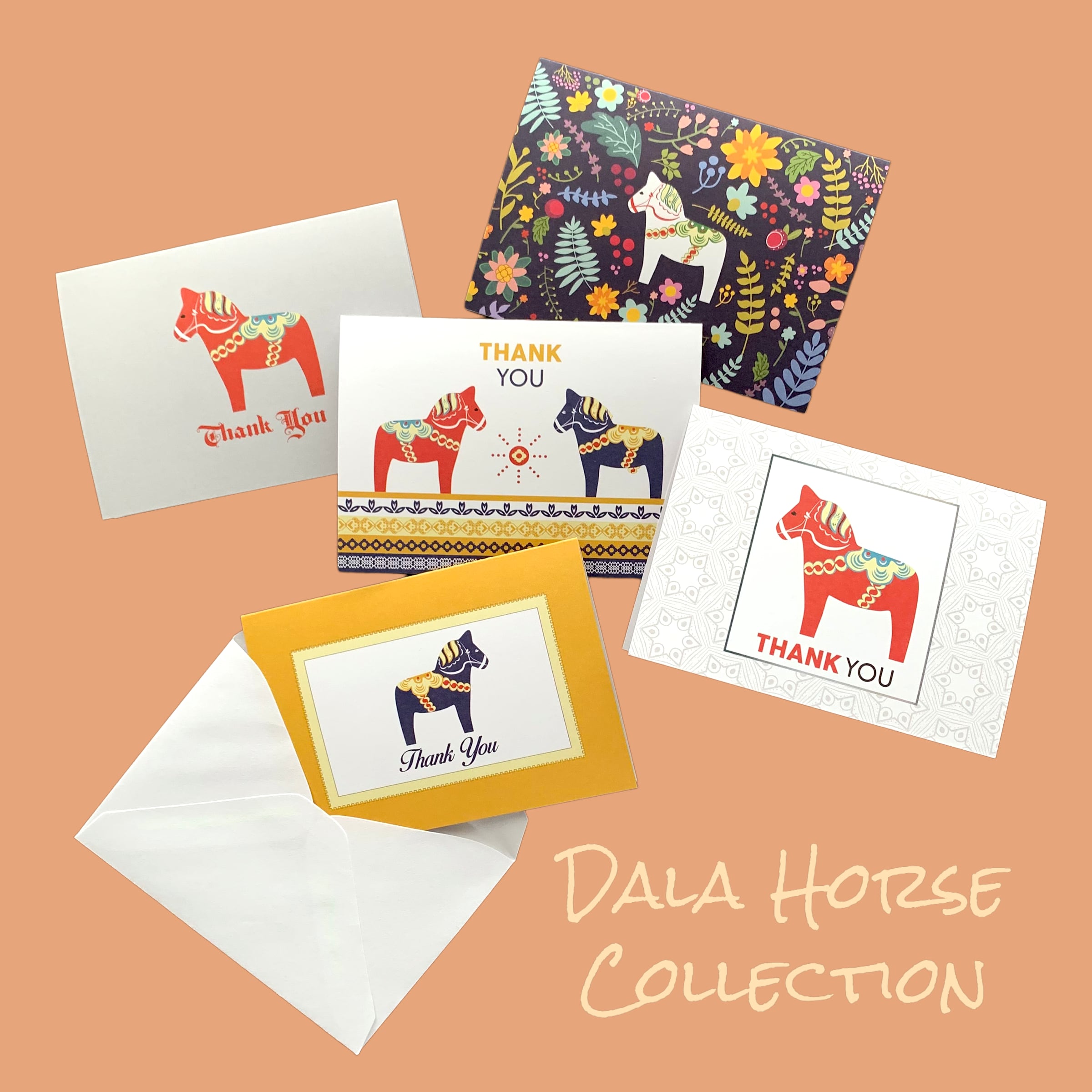 Thank You Cards 5packs <Dala Horse>