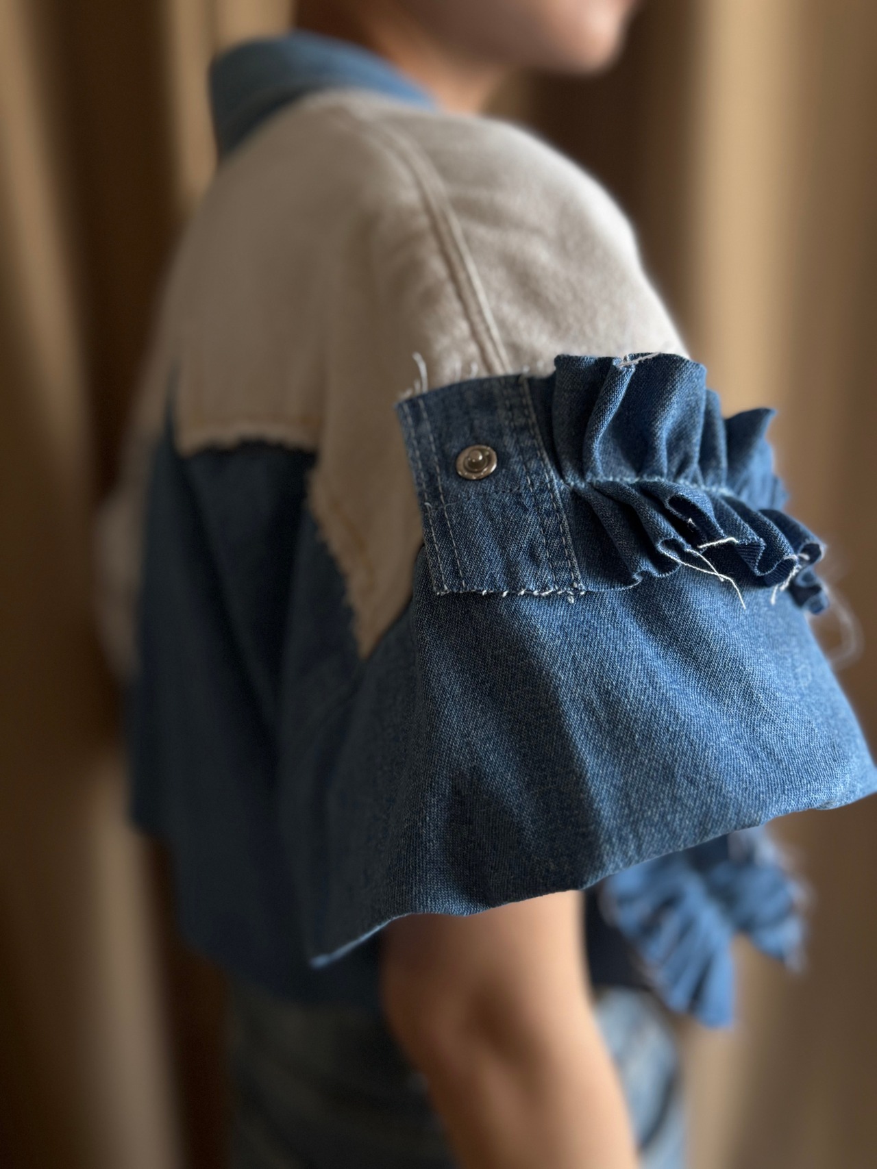 western crochet remake dungaree shirt-4722-5