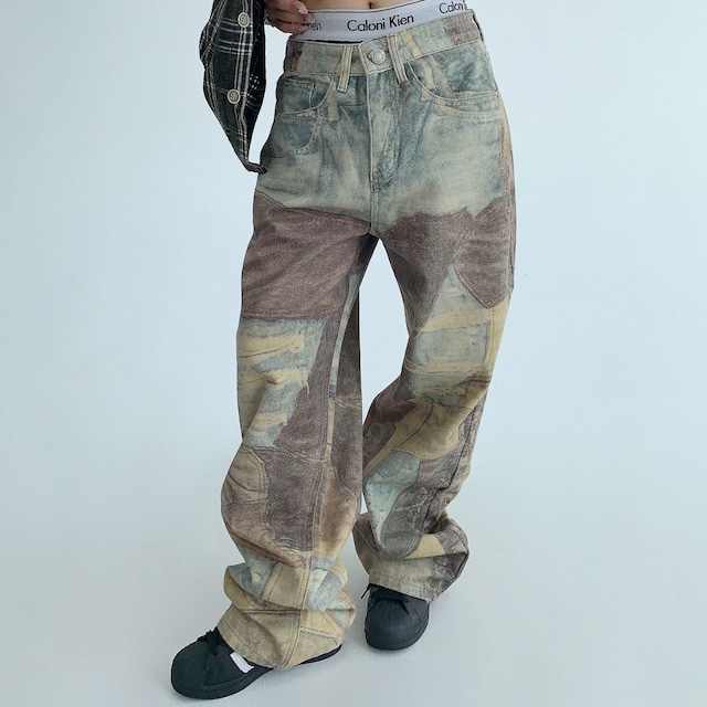 ヴィンテージパッチワークワイドデニム R00891