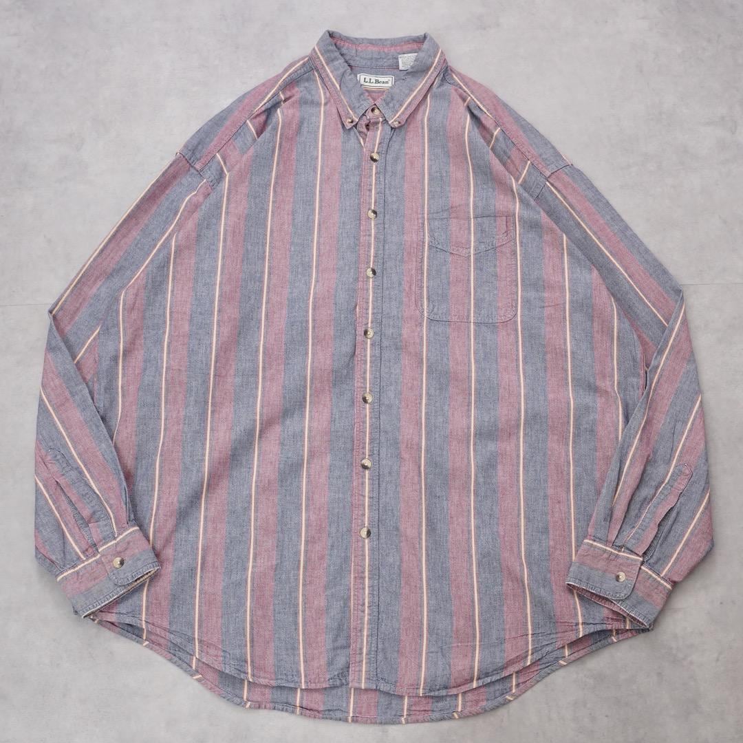 エルエルビーン ストライプシャツ 90s シャツワンピ 2XL 赤 14809