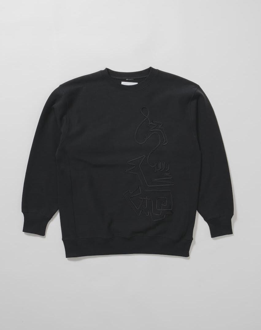 Cord embroidery sweatshirt -black <LSD-BC3T7>