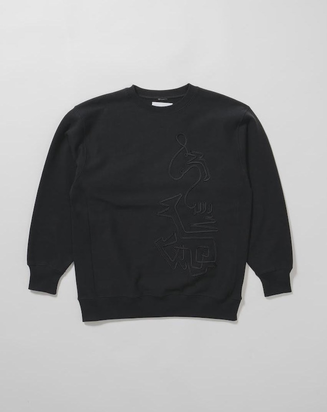 Cord embroidery sweatshirt -black <LSD-BC3T7>