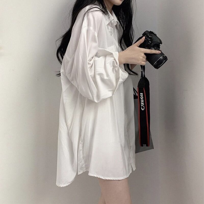 シャツ ジャケット レディースサマー薄手ホワイトトップス ロング 夏物 萌量不足7911146061