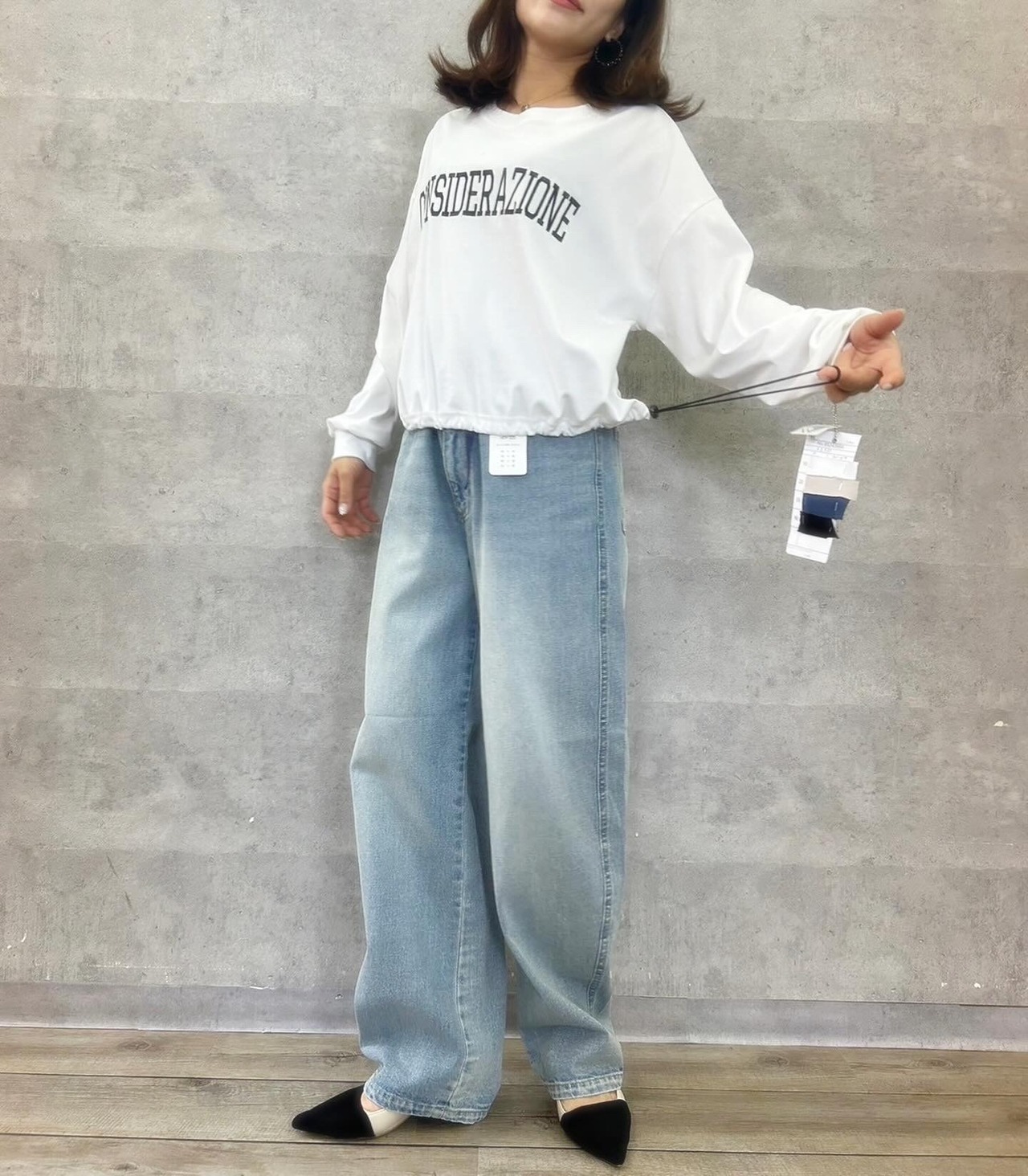￥アンナケリー　Annakerry　切り替え軽量カーブデニム
