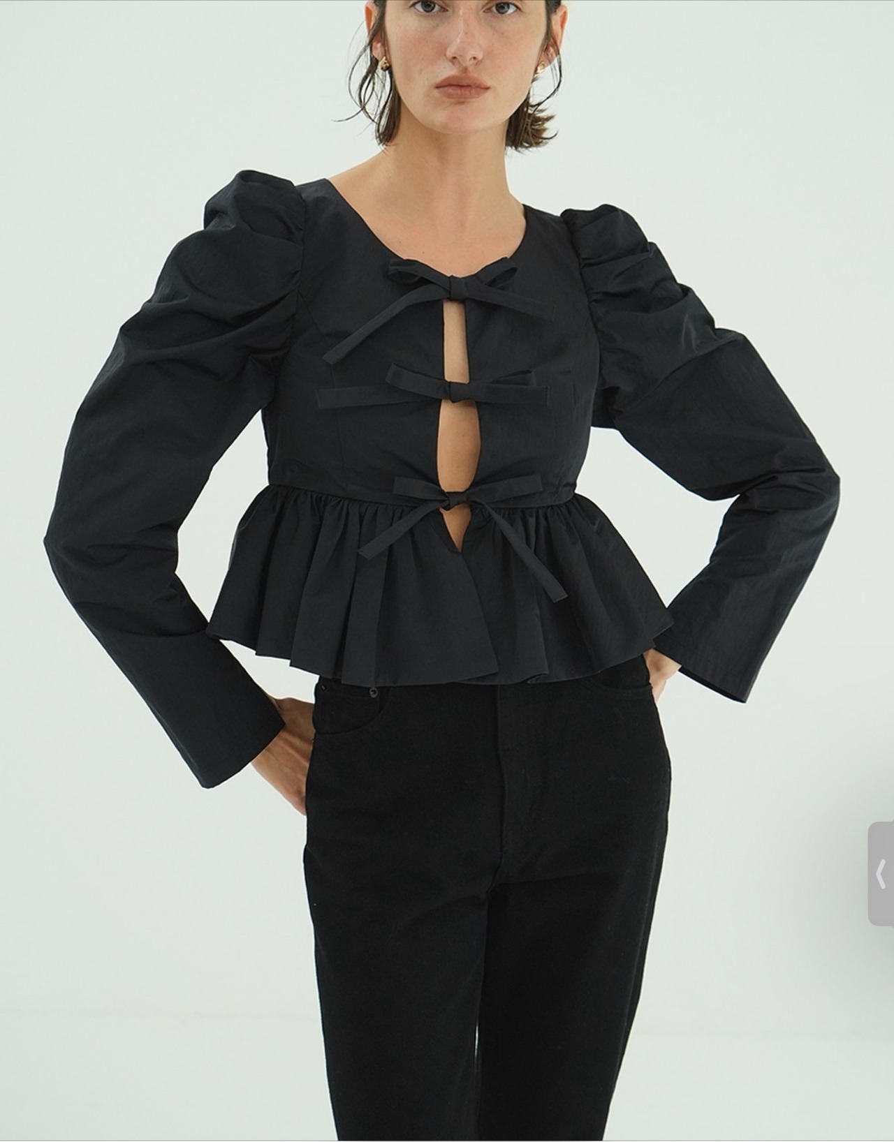 CLANE SHORT PEPLUM RIBBON TOPS