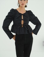 CLANE SHORT PEPLUM RIBBON TOPS