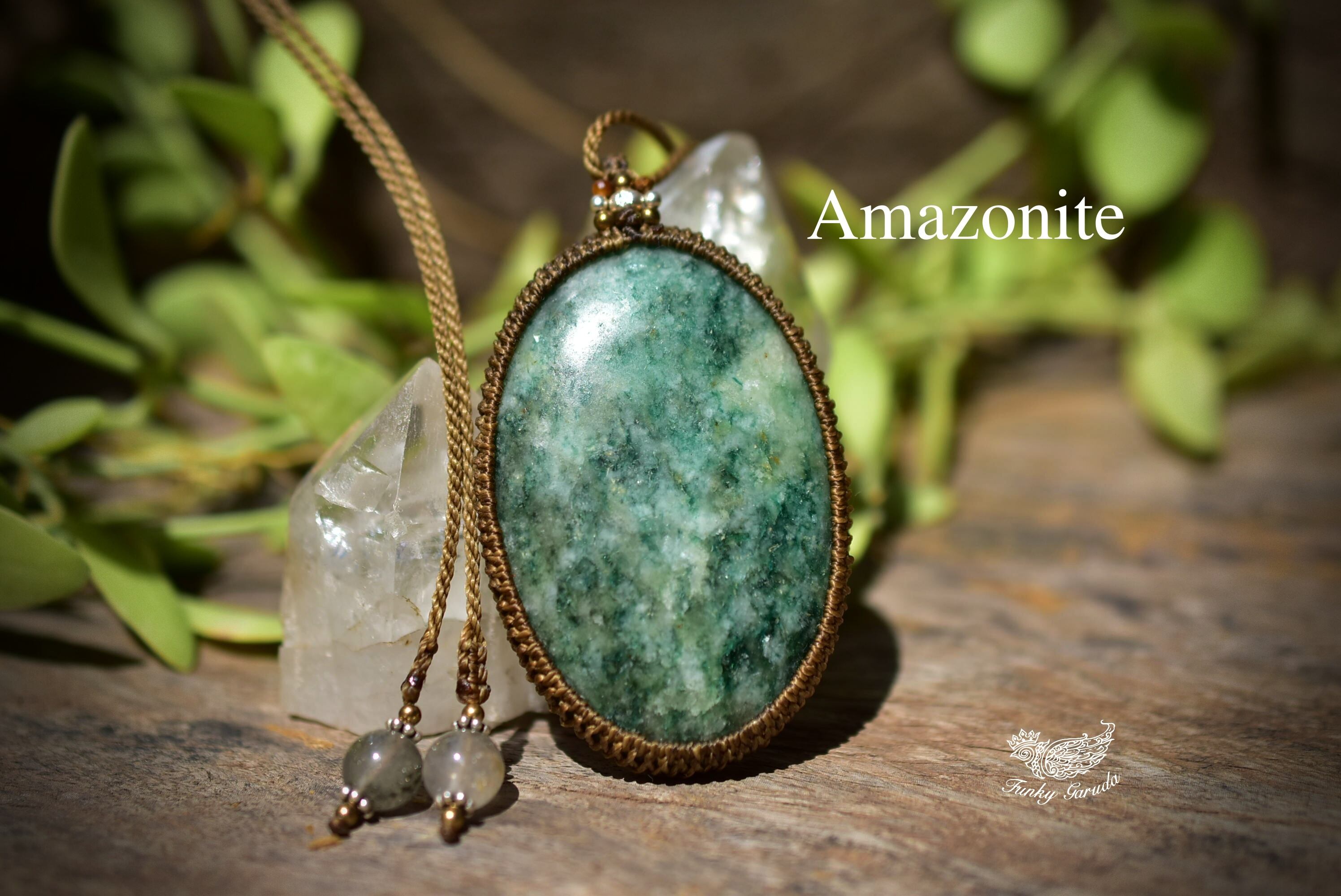 大粒★アマゾナイト マクラメペンダント263