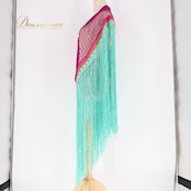 フラメンコ 衣装 シージョ フレコ 紫 軽い 透け感 フリンジ 鮮やか 小物 装飾 小道具 ダンス パーティ 発表会 パープル系 グリーン系 フラメンコ衣装 ステージ衣装 踊り衣装 軽やか おしゃれ 華やか アクセサリー お洒落 フリンジデザイン