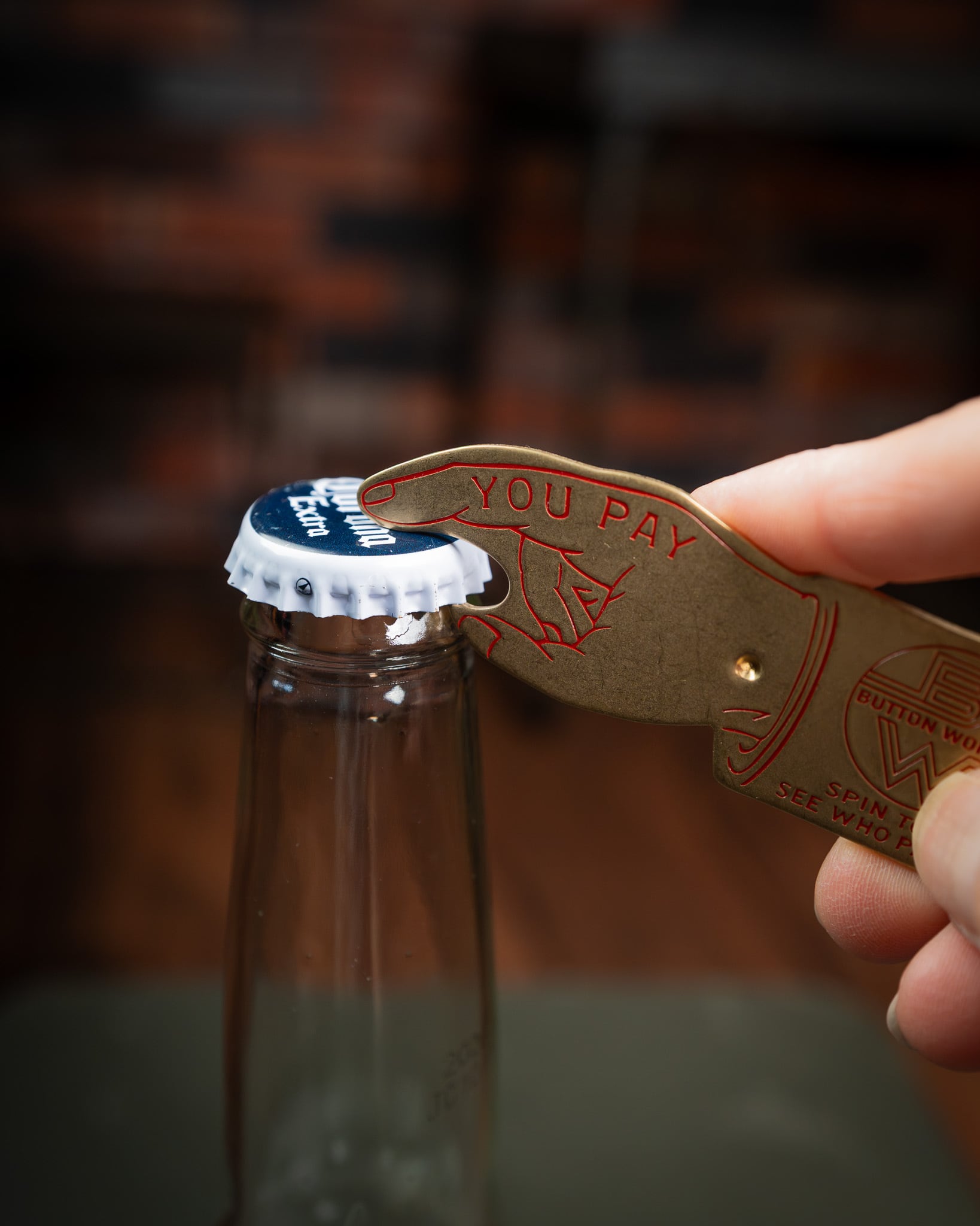 Button Works】BW You Pay Spinner Brass & Bottle Opener ボタン