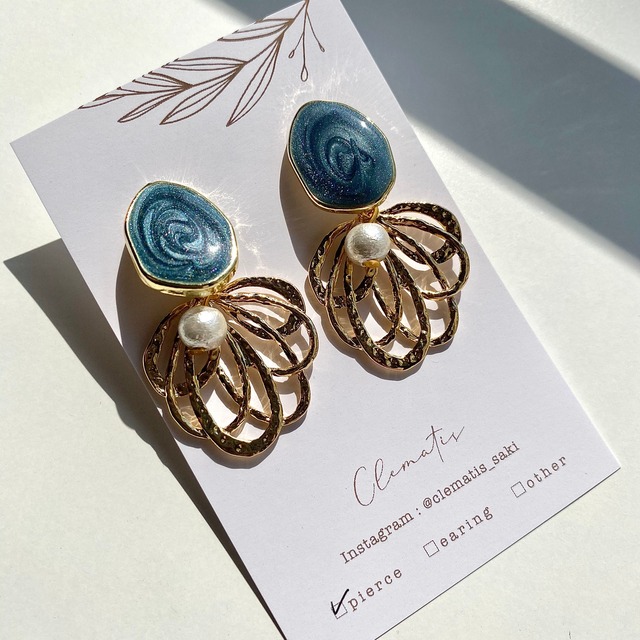 ◇D-1 変形マーブルピアス