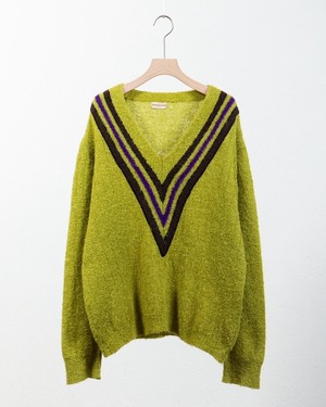vintage V-neck mohair knitted sweater