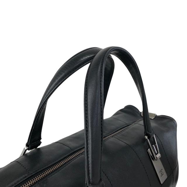 CHANEL シャネル チョコバー ハンドバッグ ブラック レザー ミニボストン vintage ヴィンテージ オールド 6yfva8