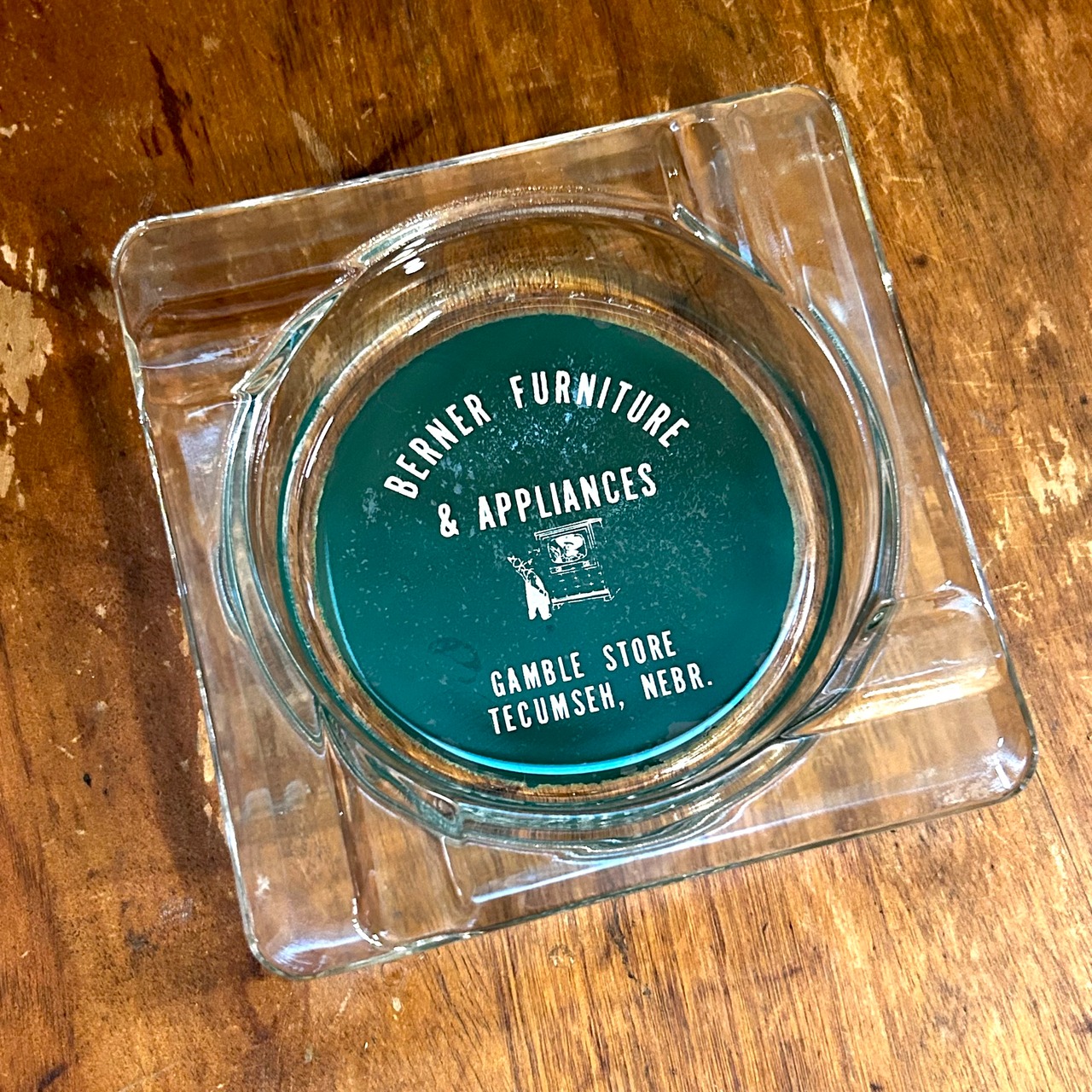VINTAGE BERNER FURNITURE & APPLIANCES GAMBLE STORE ガラス アッシュトレイ 灰皿 USA
