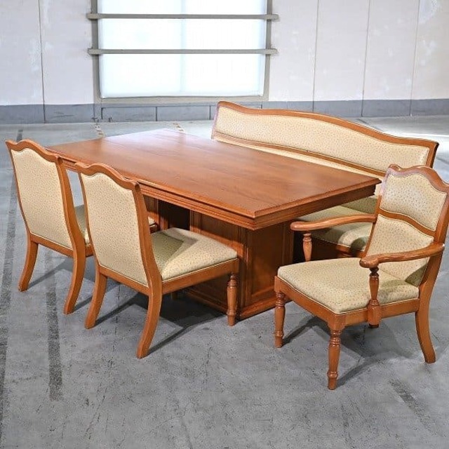 横浜ダニエル 180万「LD/エルディー」リビングダイニング5点セット 樺無垢材 テーブル チェア ベンチ ソファ クラシック Daniel【 中古家具/中古インテリア/USED家具ユーズド家具/リサイクル】