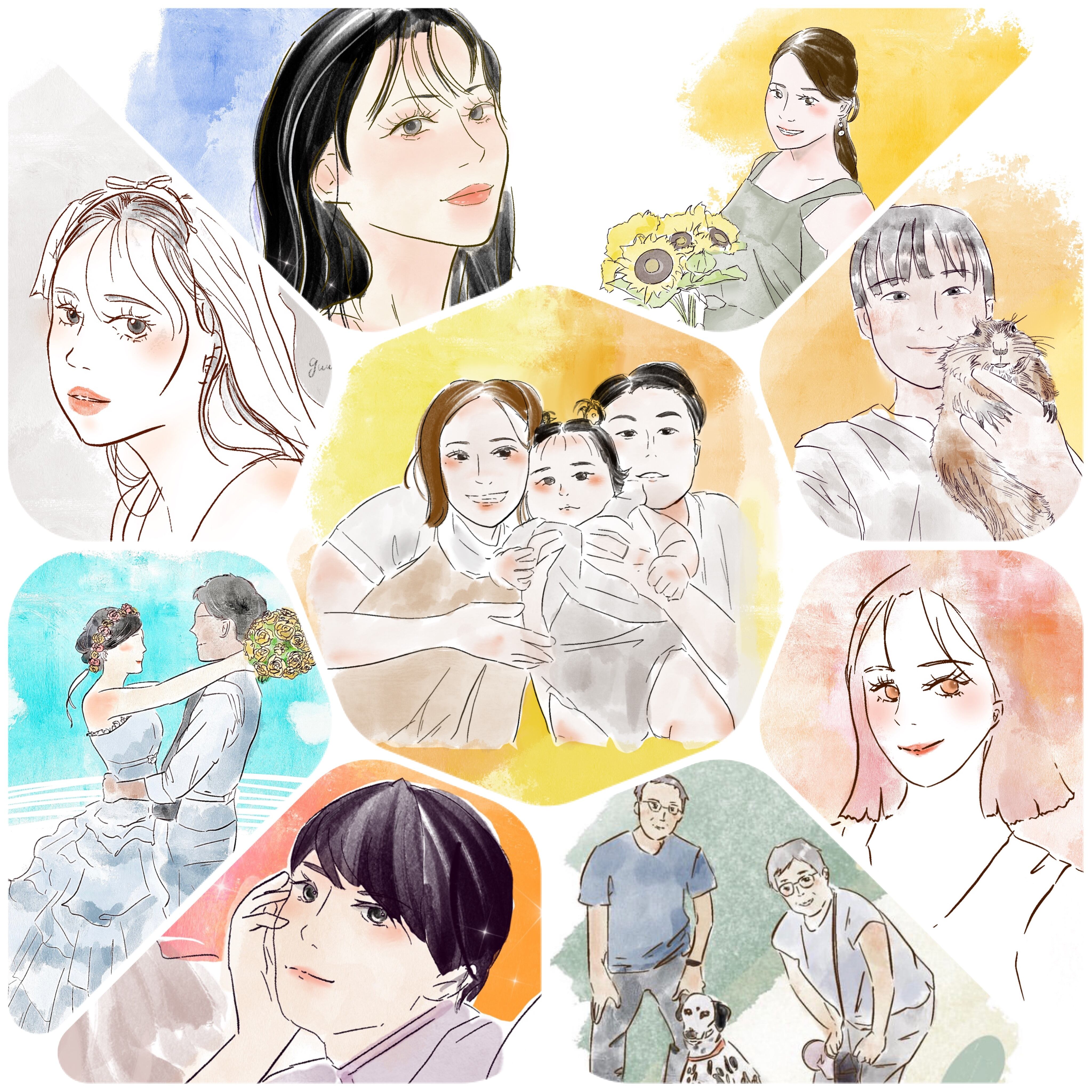 シンプルで可愛いインテリアにぴったりな似顔絵】 | 筆と似顔絵のぐうた