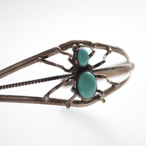 50s 60s スパイダーモチーフ ターコイズ シルバーバングル ブレスレット