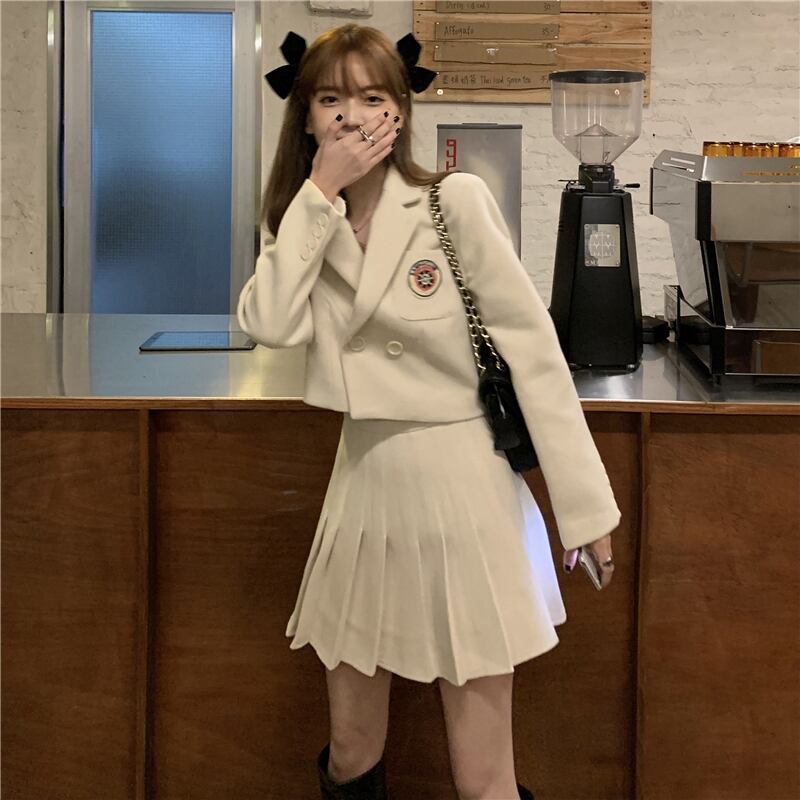 スプリングスタイルコート プリーツスカート 春物 試着室7710585572