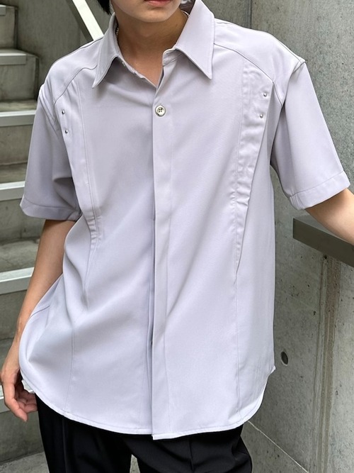 【ALUDE SELECT】sleek front studs shirt(2color)