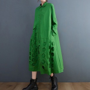 Aラインシルエットシャツワンピース A0007