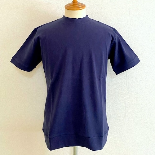 BSQ(Basque10oz) Border Mock Neck S/S Cut & Sewn　Navy