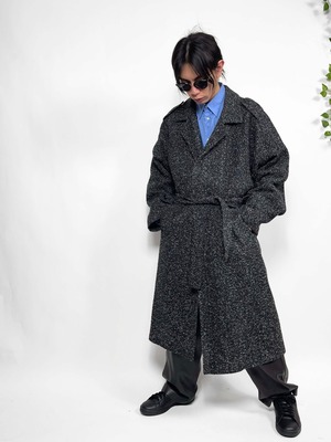 vintage gomashio fabric belted coat